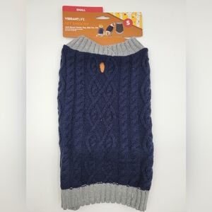 Vibrant Life Dog Or Cat Navy Blue,Gray Cable Knit Pet Sweater Sz S